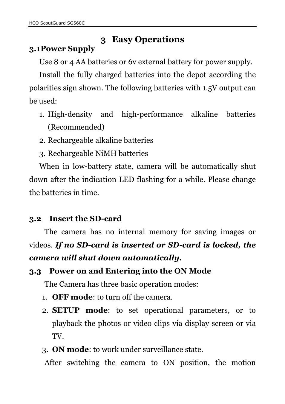 3 easy operations | HCO SG560C User Manual | Page 10 / 26