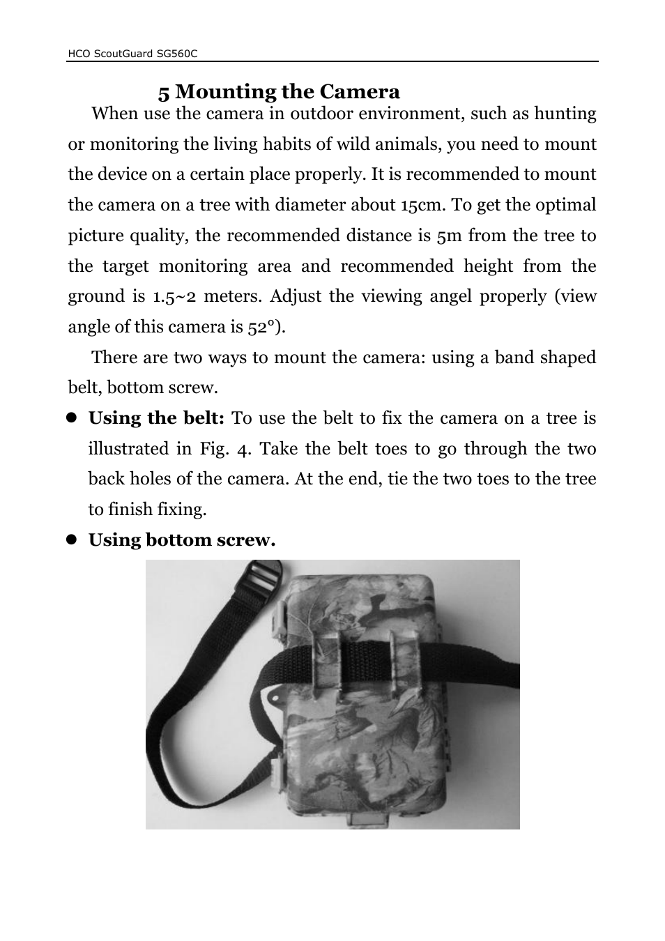 5 mounting the camera | HCO SG560C User Manual | Page 22 / 26