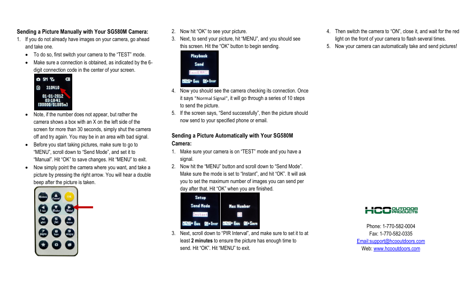 HCO SG580MB Quick Start Guide User Manual | Page 2 / 2