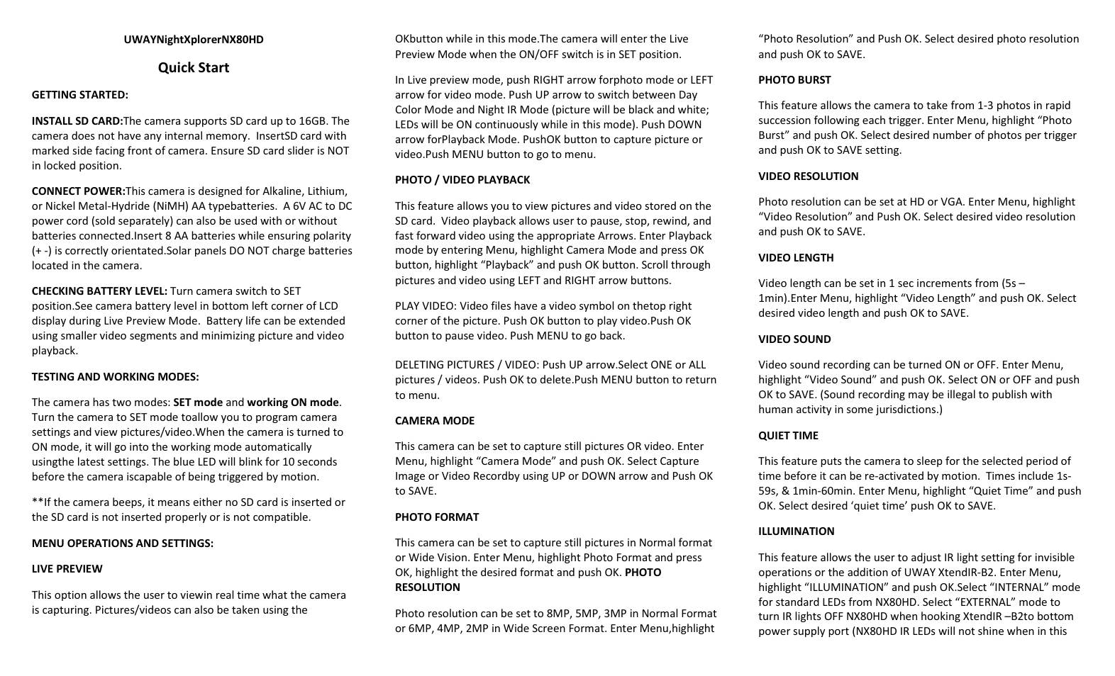 HCO NX80HD User Manual | 2 pages