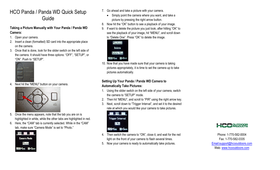 HCO Panda Quick Setup Guide User Manual | 1 page
