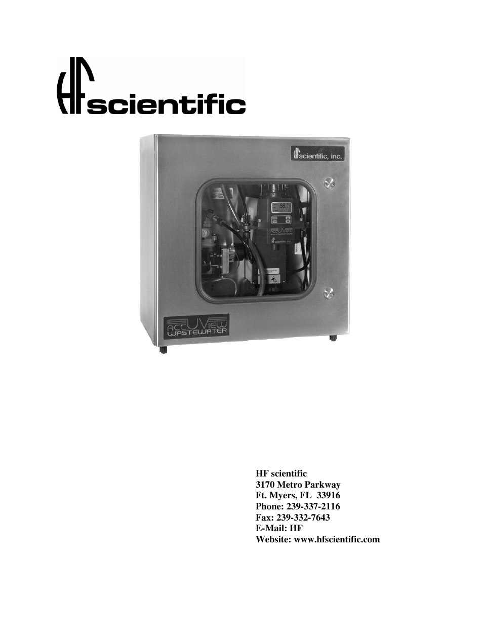 HF scientific AccUView Wastewater UV %Transmission Monitor User Manual | 39 pages