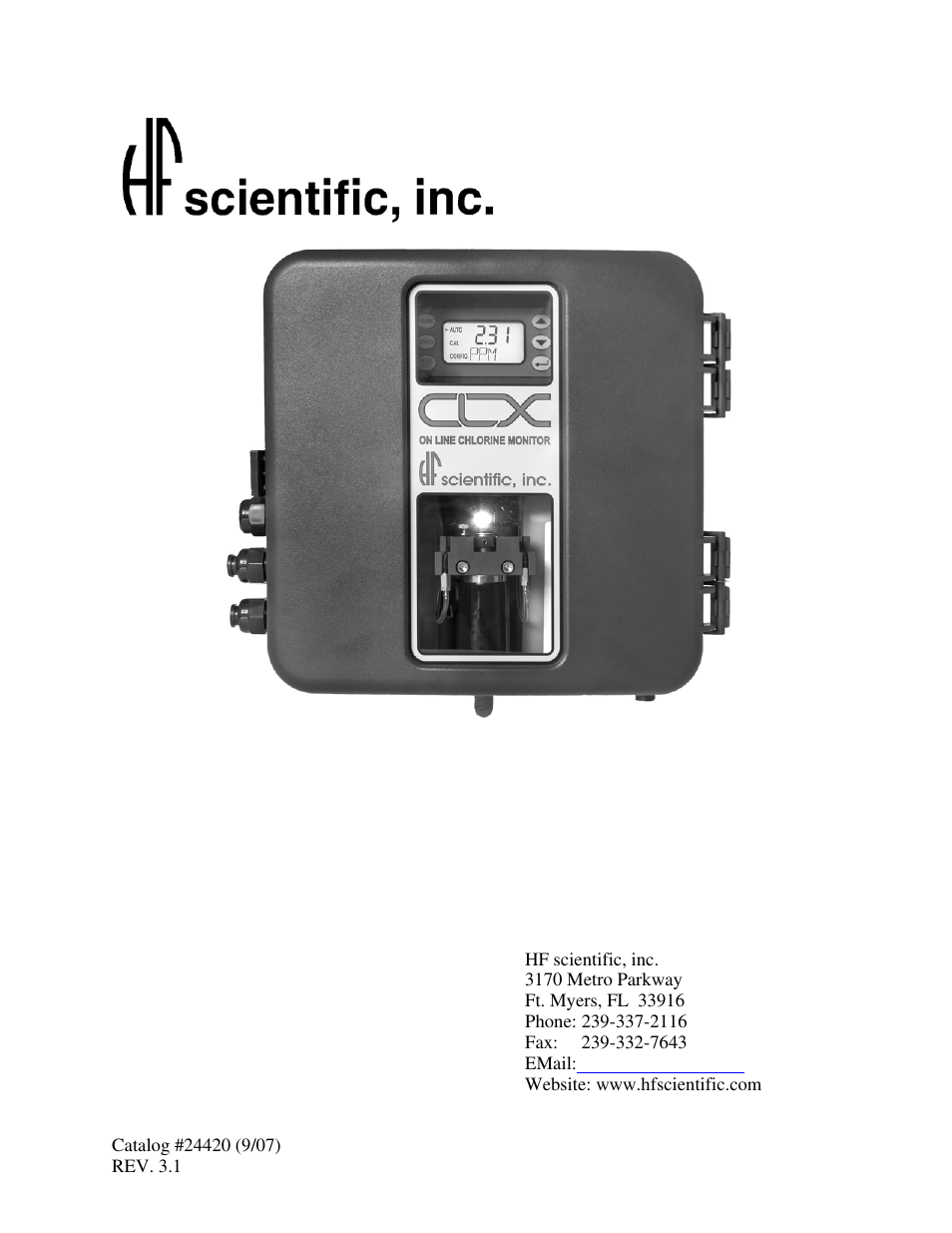 HF scientific CLX Online Residual Chlorine Monitor (Old) User Manual | 37 pages