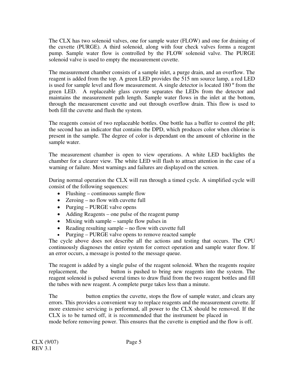0 theory of operation | HF scientific CLX Online Residual Chlorine Monitor (Old) User Manual | Page 11 / 37