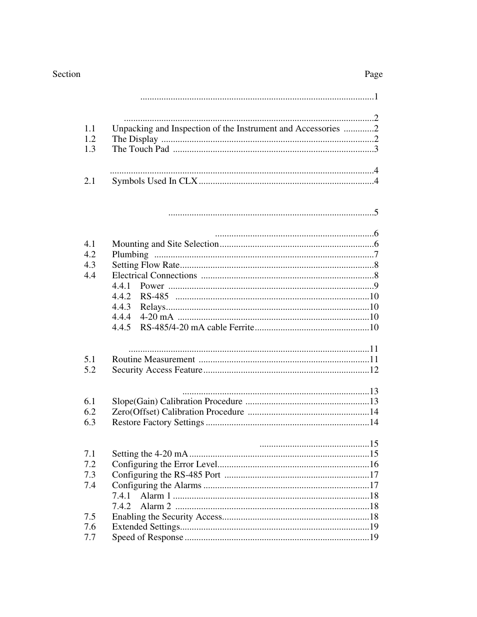 HF scientific CLX Online Residual Chlorine Monitor (Old) User Manual | Page 5 / 37
