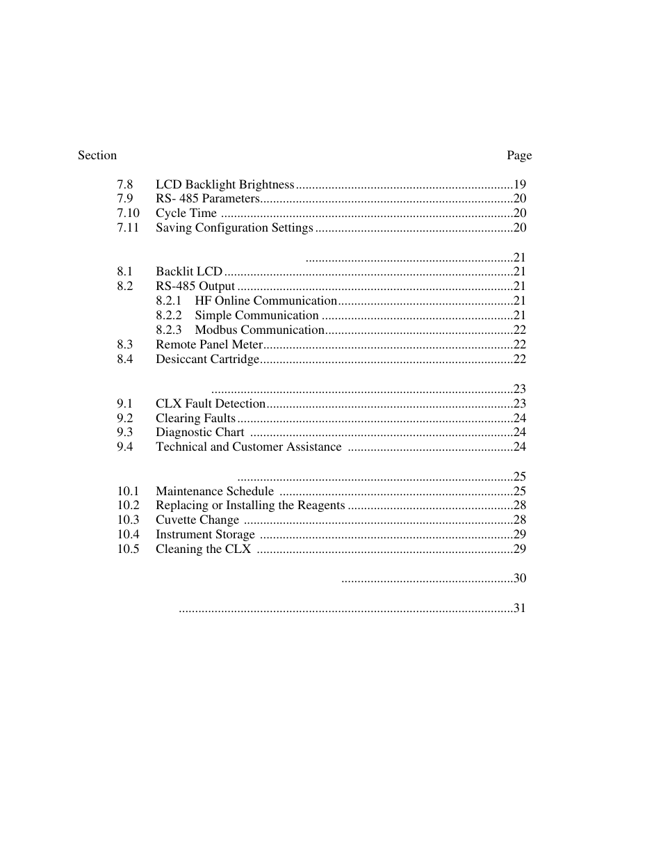 HF scientific CLX Online Residual Chlorine Monitor (Old) User Manual | Page 6 / 37