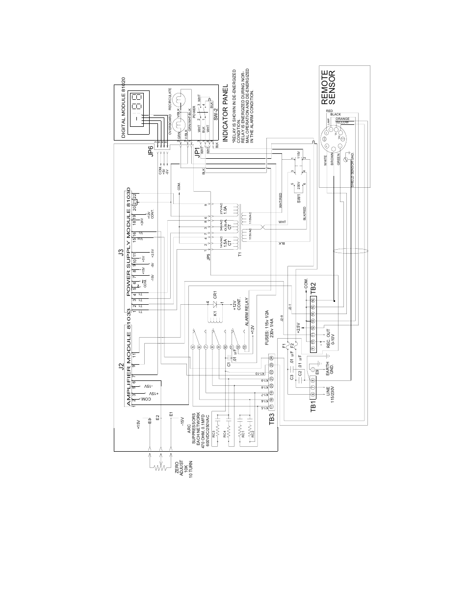 Wiring diagram figure 3, Page 13, Jp 1 jp 6 j3 j2 | Indic ato r p ane l, Tb2 tb1 | HF scientific Oil Content Bilge Alarm User Manual | Page 17 / 36