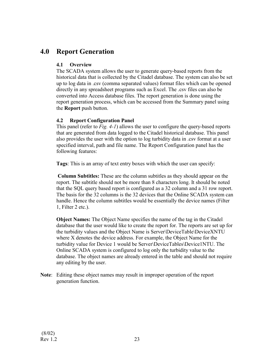 0 report generation | HF scientific Online SCADA System User Manual | Page 25 / 31