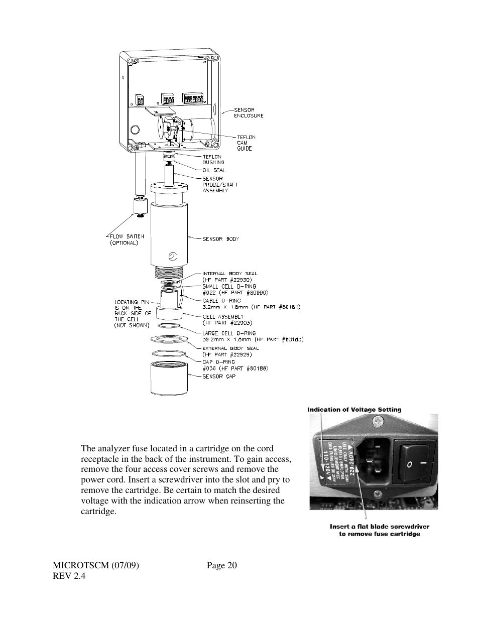 3 analyzer fuse | HF scientific MicroTSCM Streaming Current Monitor User Manual | Page 24 / 30