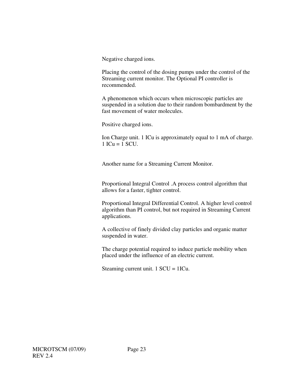 0 definitions | HF scientific MicroTSCM Streaming Current Monitor User Manual | Page 27 / 30