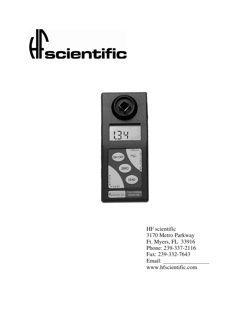 HF scientific Chlorine Dioxide Pocket Photometer Field Portable User Manual | 15 pages