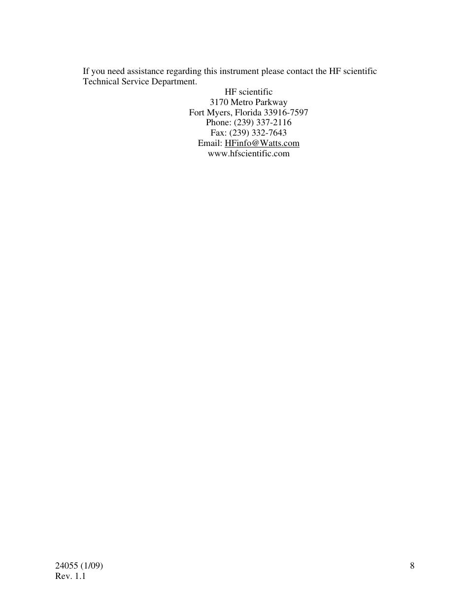 3 technical and customer assistance | HF scientific Chlorine Dioxide Pocket Photometer Field Portable User Manual | Page 12 / 15