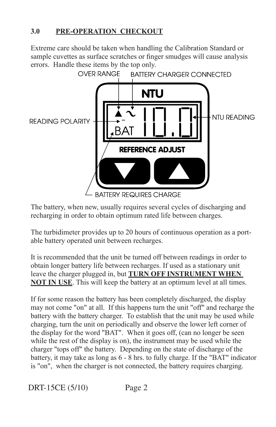 HF scientific DRT-15CE Portable Turbidimeter User Manual | Page 10 / 24