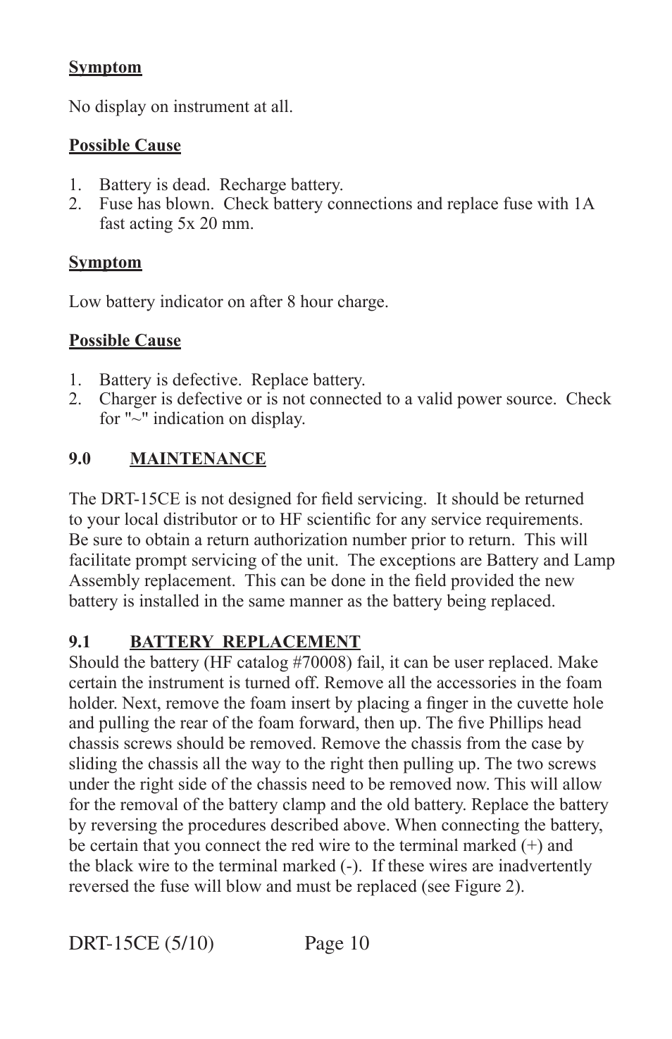 HF scientific DRT-15CE Portable Turbidimeter User Manual | Page 18 / 24