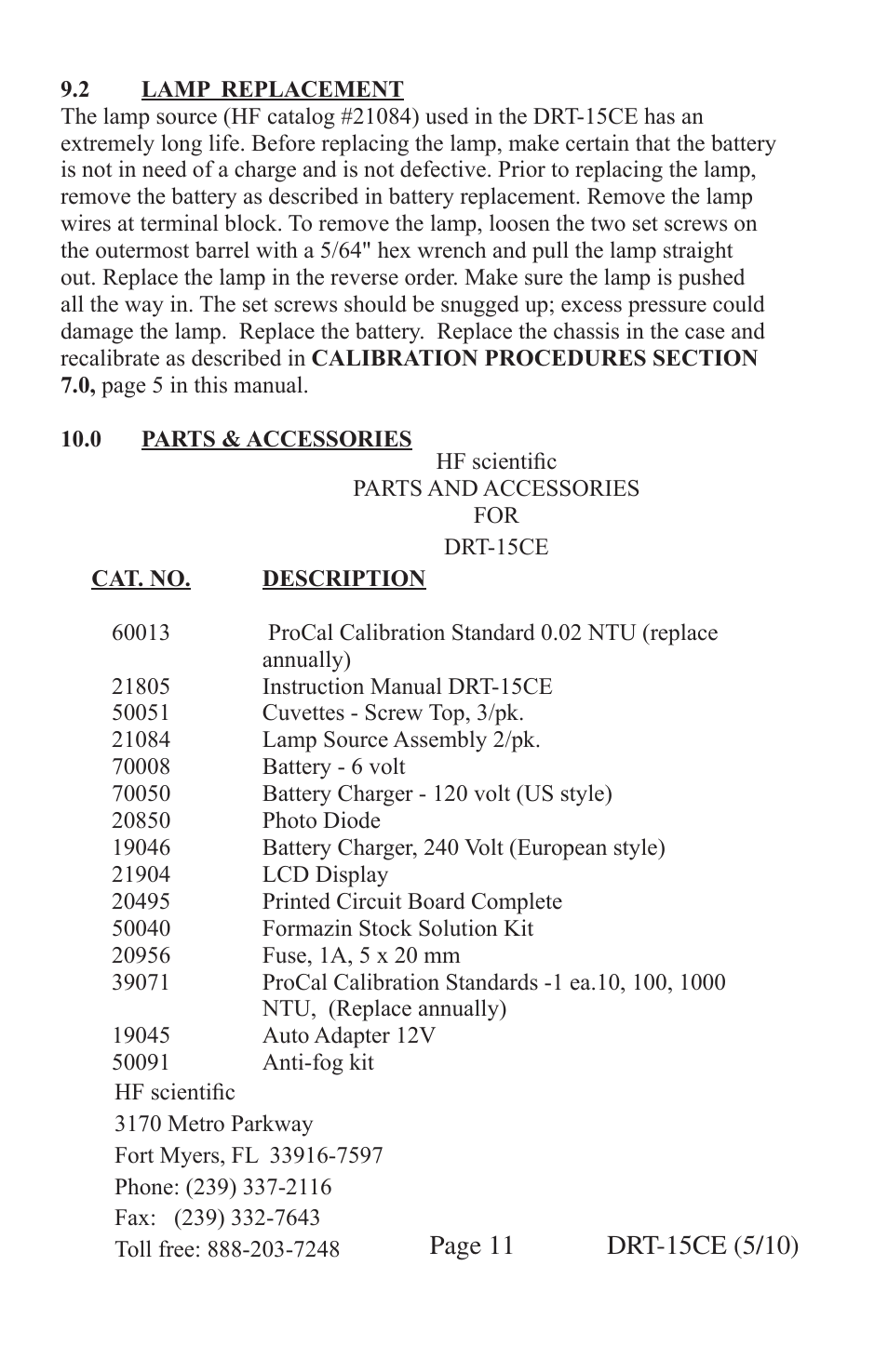 HF scientific DRT-15CE Portable Turbidimeter User Manual | Page 19 / 24