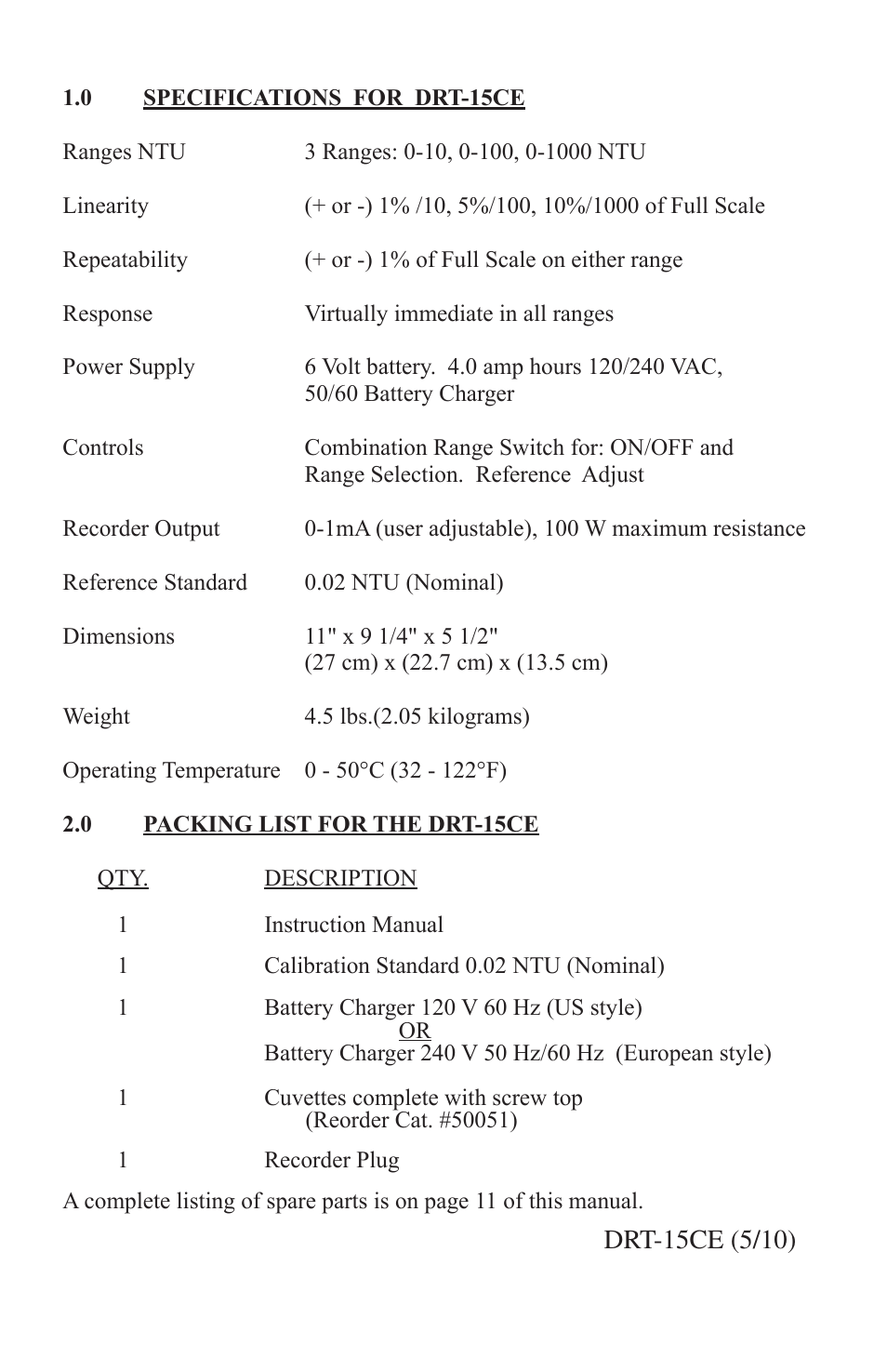 HF scientific DRT-15CE Portable Turbidimeter User Manual | Page 9 / 24