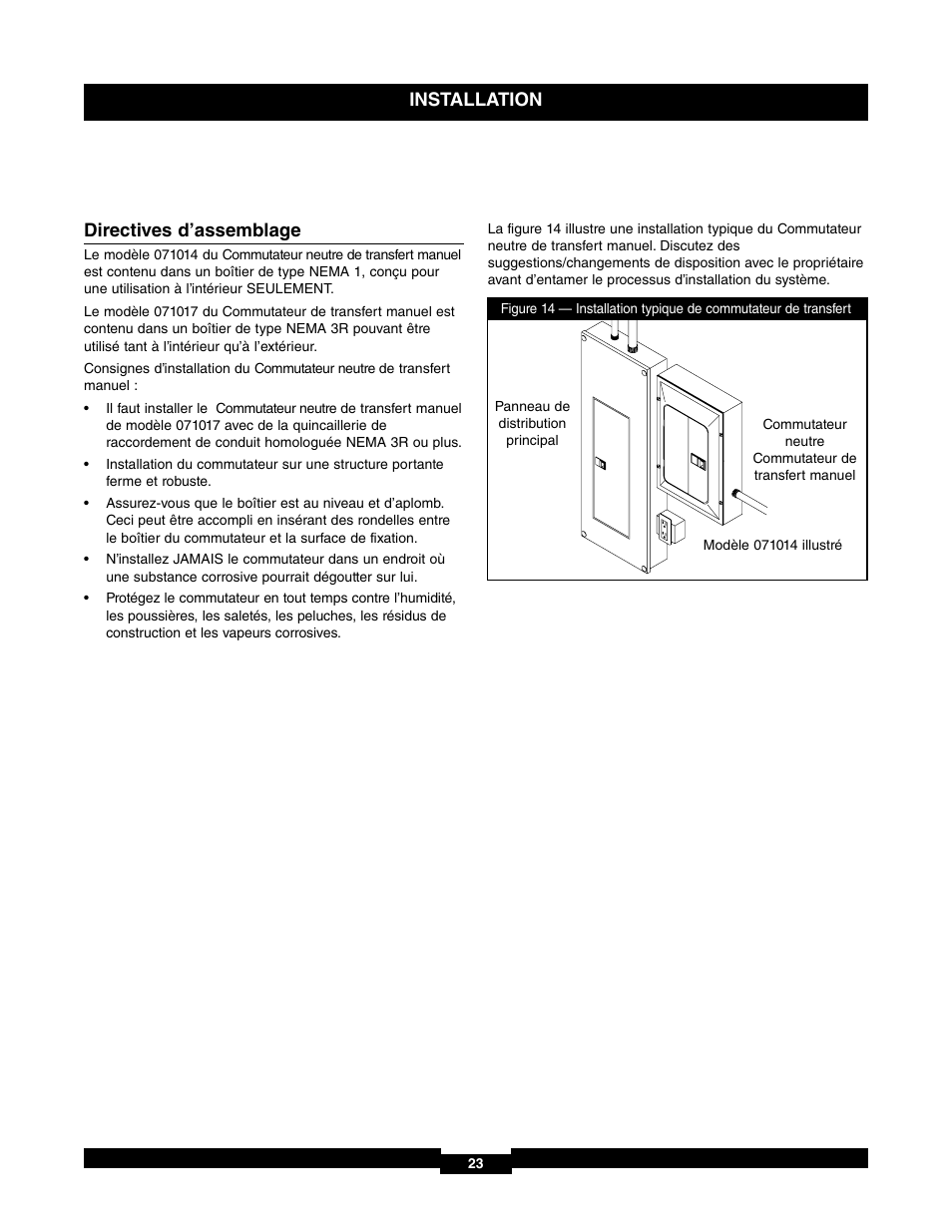 Directives d’assemblage, Installation | Briggs & Stratton 71017 User Manual | Page 23 / 48
