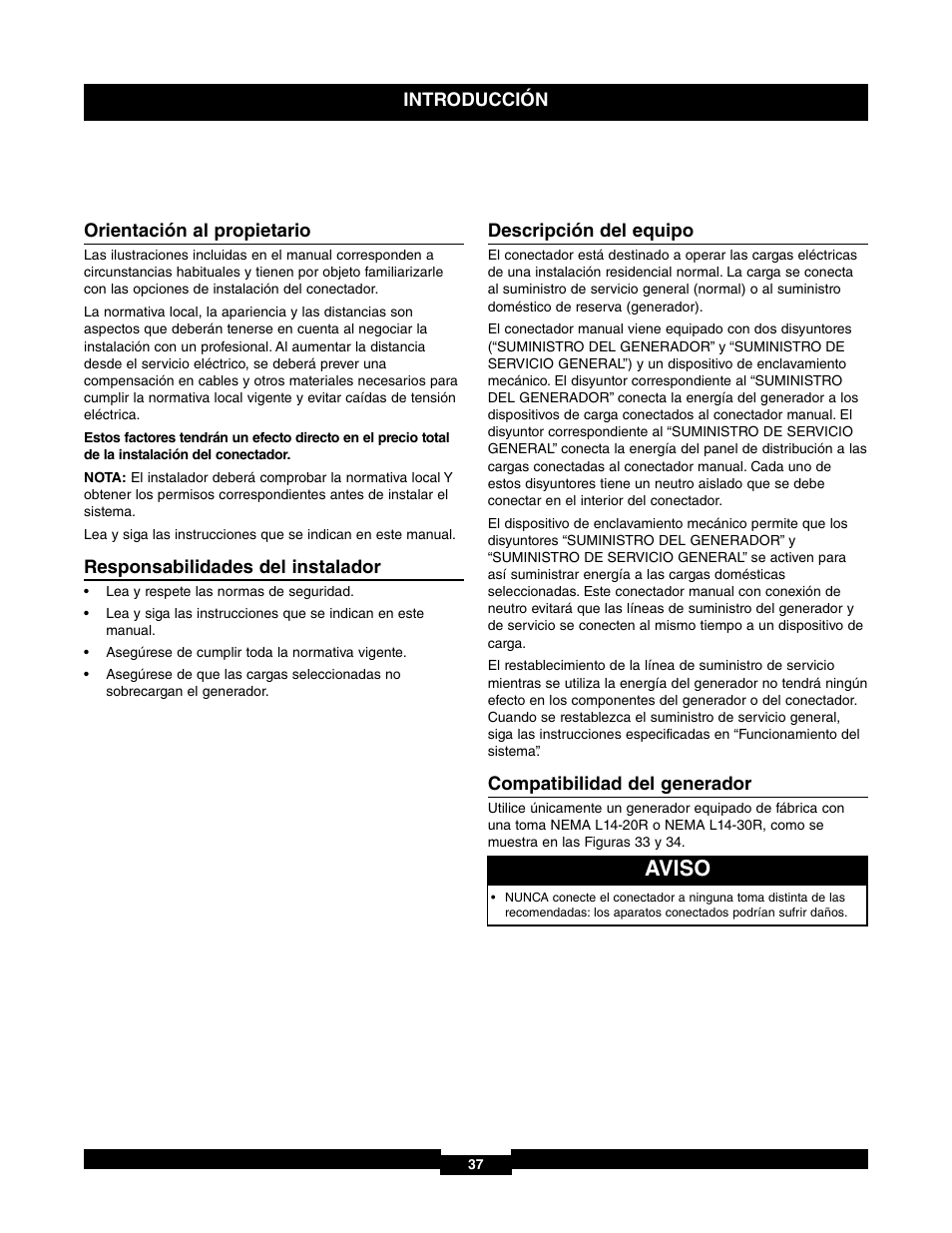 Aviso | Briggs & Stratton 71017 User Manual | Page 37 / 48