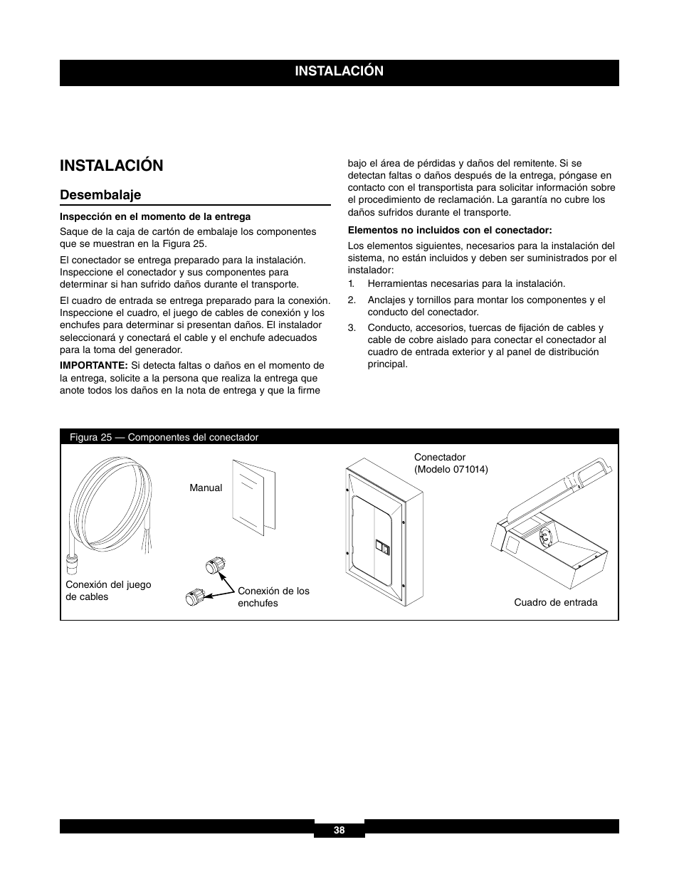 Instalación | Briggs & Stratton 71017 User Manual | Page 38 / 48