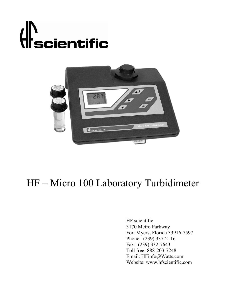 HF scientific Micro100 Laboratory Turbidimeter User Manual | 21 pages