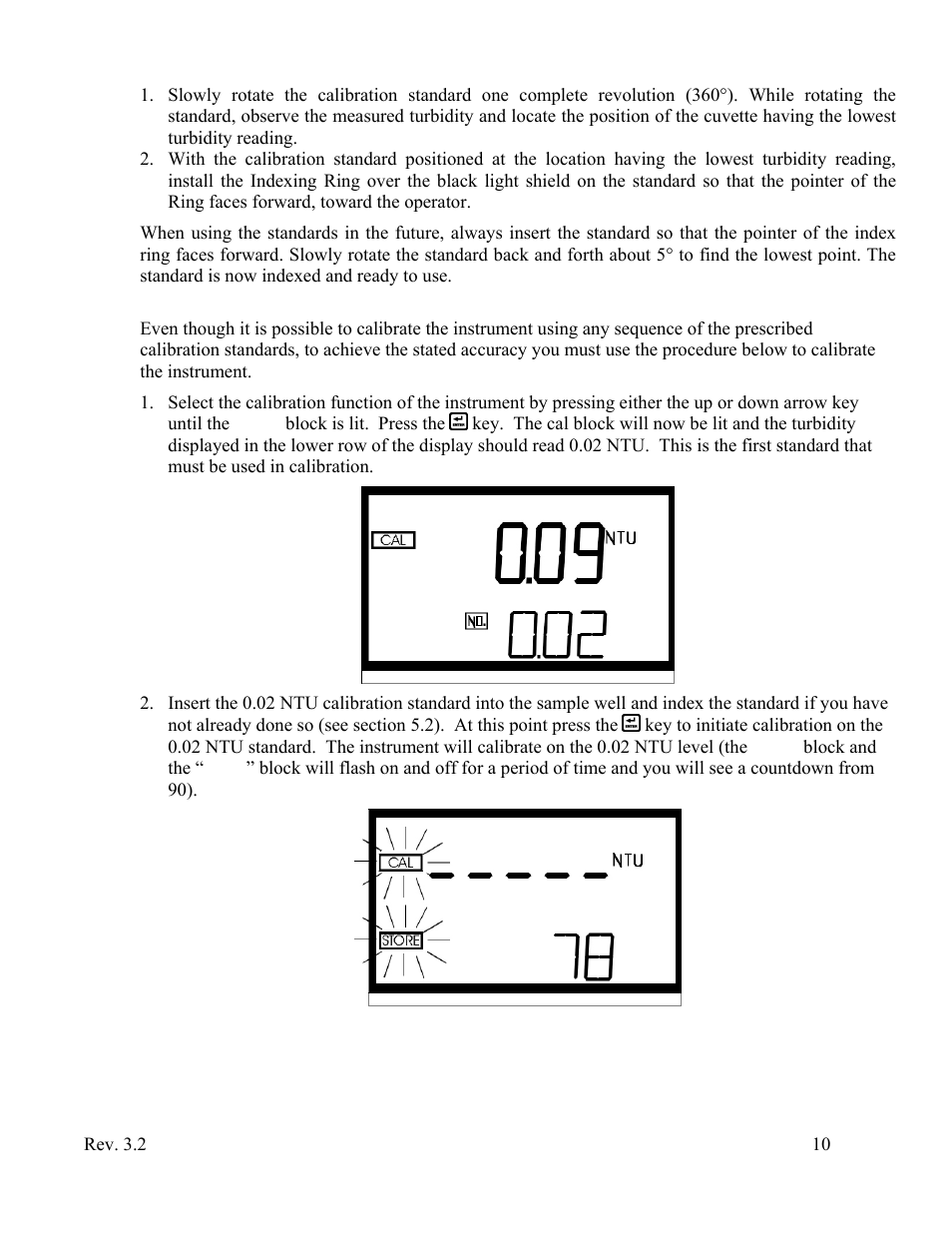 Calibrating the instrument | HF scientific Micro1000 Laboratory Turbidimeter - 0-10,000 NTU User Manual | Page 16 / 33