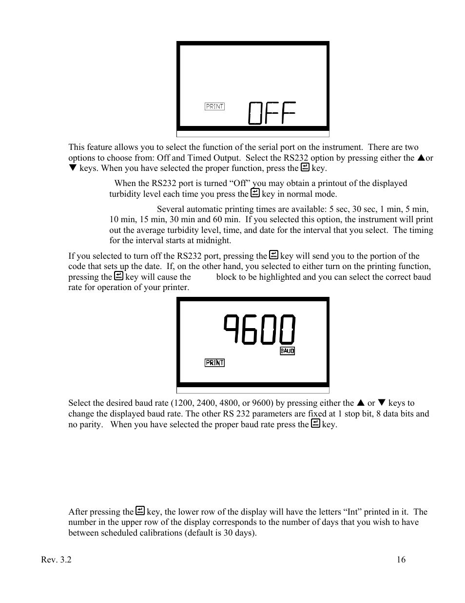 Setting the calibration interval | HF scientific Micro1000 Laboratory Turbidimeter - 0-10,000 NTU User Manual | Page 22 / 33