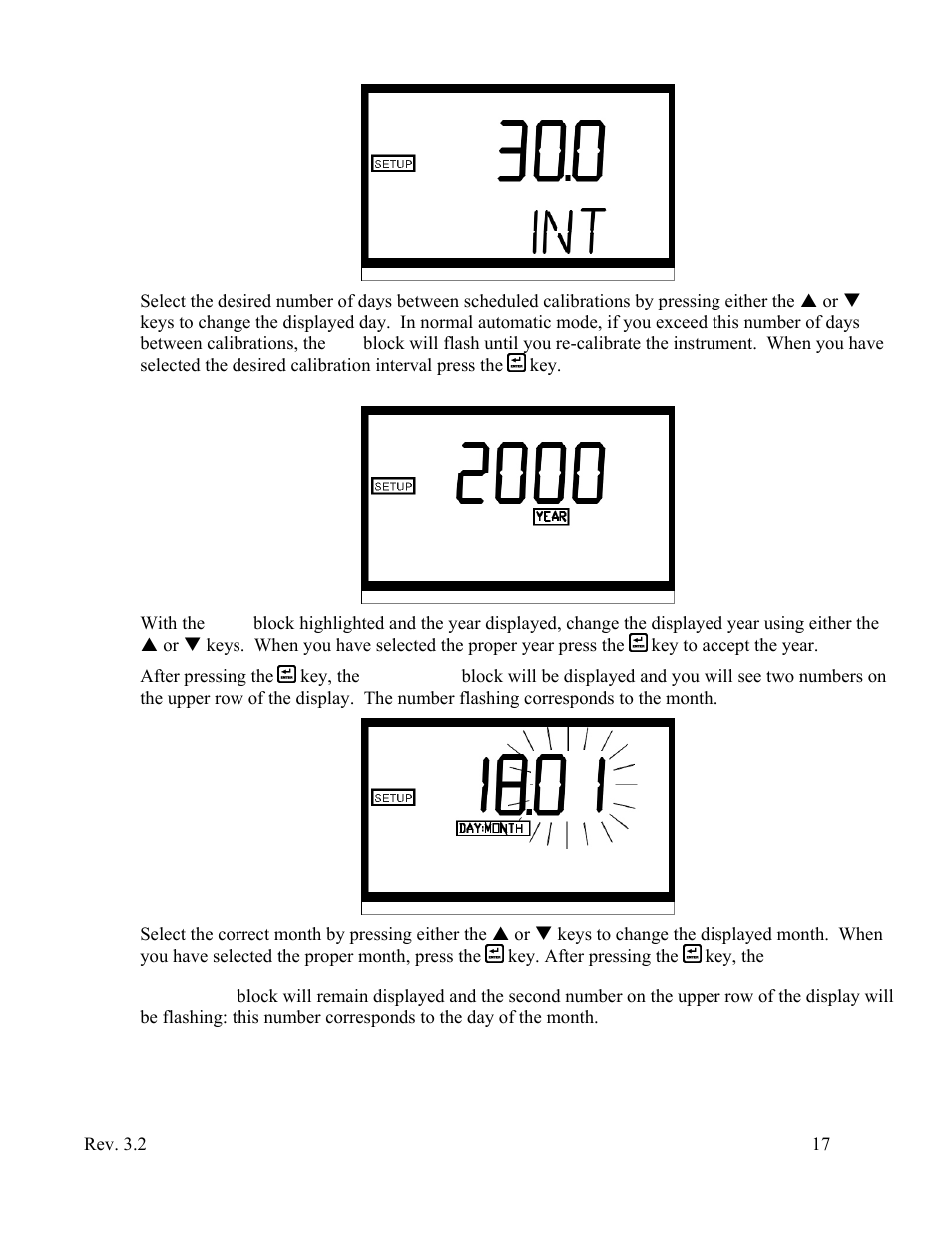 Setting the date (year, month and day) | HF scientific Micro1000 Laboratory Turbidimeter - 0-10,000 NTU User Manual | Page 23 / 33