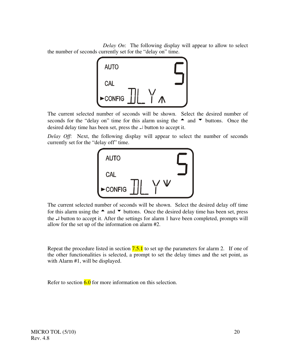 2 alarm 2, 6 offset calibration | HF scientific MicroTOL Online Turbidimeter User Manual | Page 26 / 44