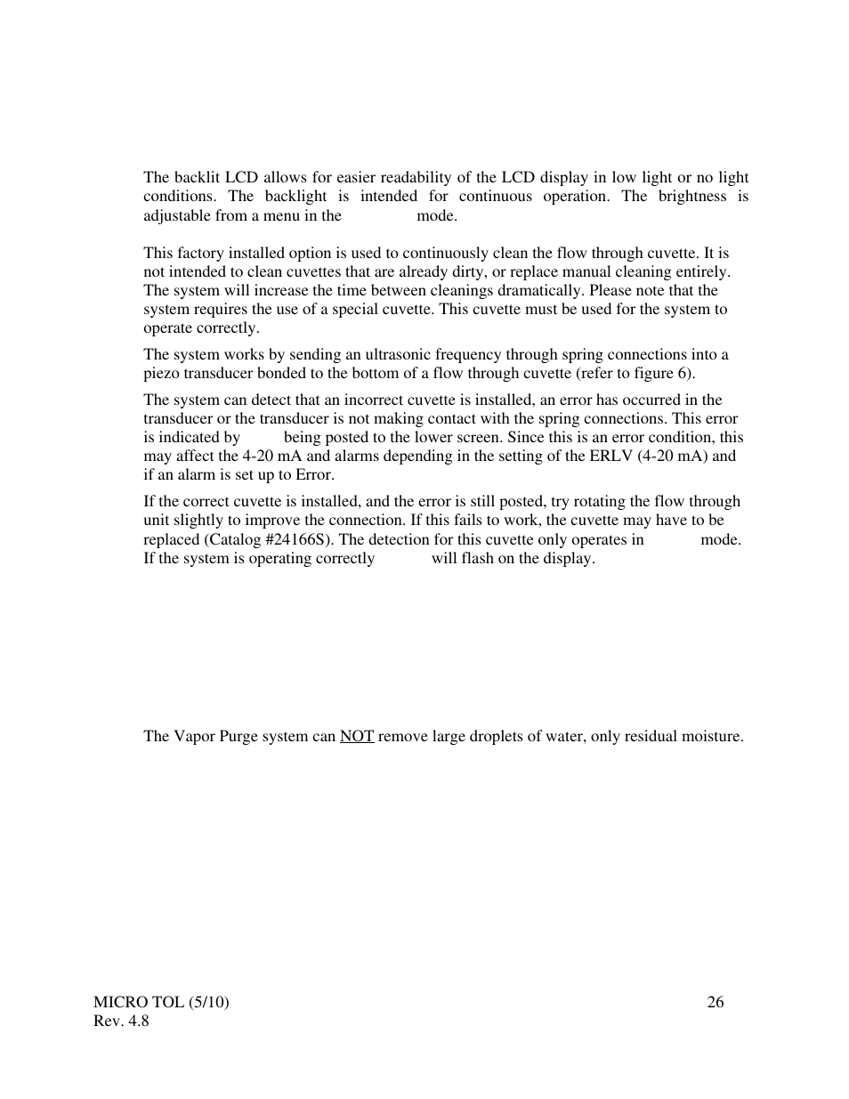 0 additional features and options, 1 backlit lcd, 2 ultrasonic cleaning | HF scientific MicroTOL Online Turbidimeter User Manual | Page 32 / 44