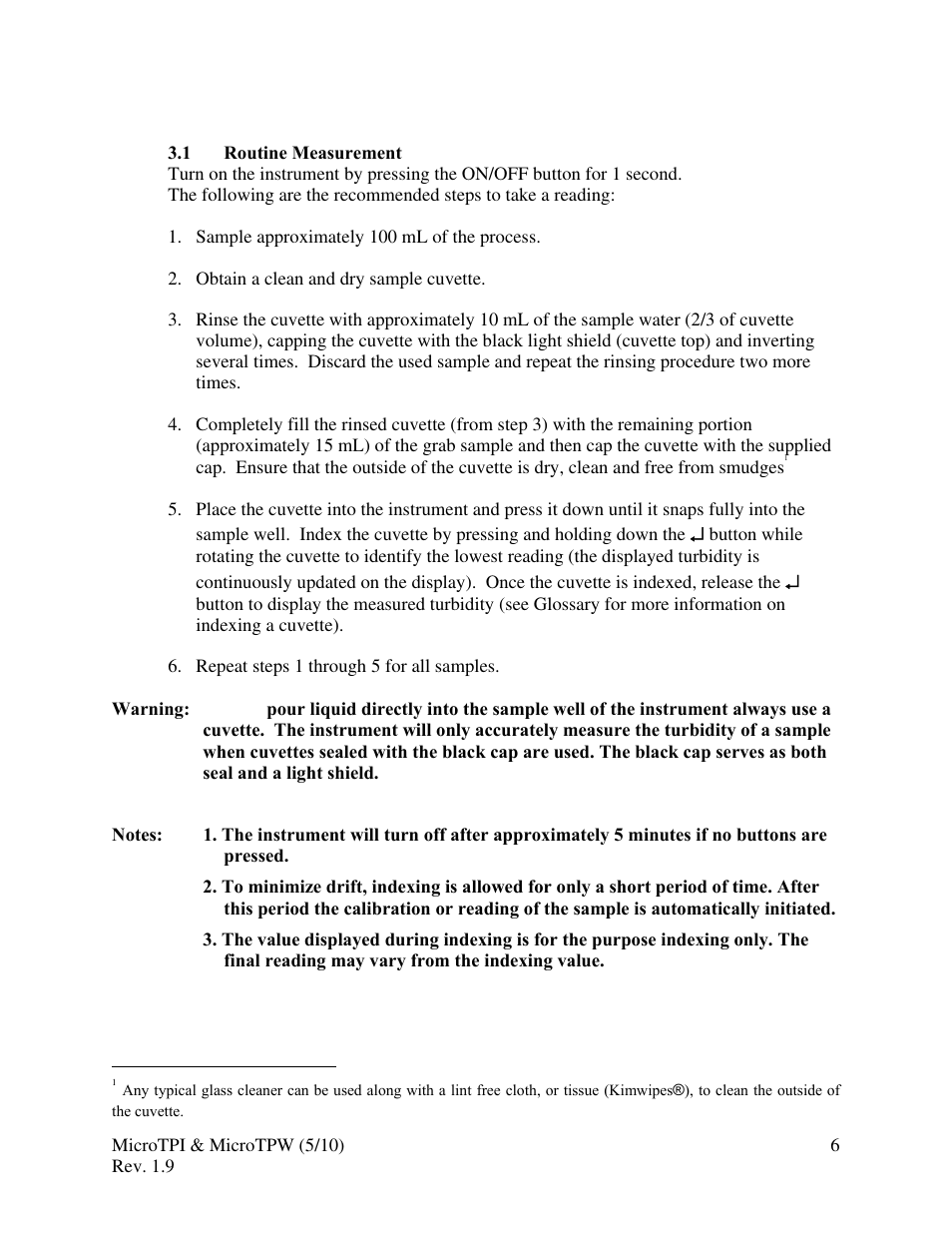 1 routine measurement | HF scientific MicroTPW Field Portable Turbidimeters User Manual | Page 12 / 22