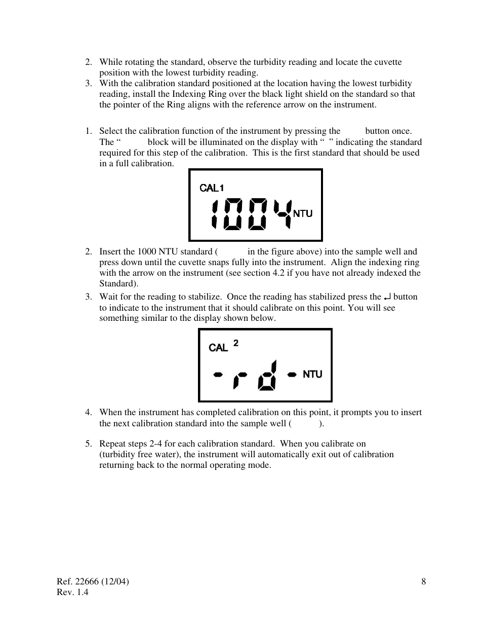 Calibration procedures | HF scientific MicroTPI Field Portable Turbidimeter (Old) User Manual | Page 12 / 19