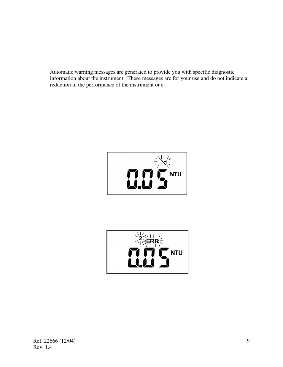 Troubleshooting, System warning messages, System error messages | HF scientific MicroTPI Field Portable Turbidimeter (Old) User Manual | Page 13 / 19