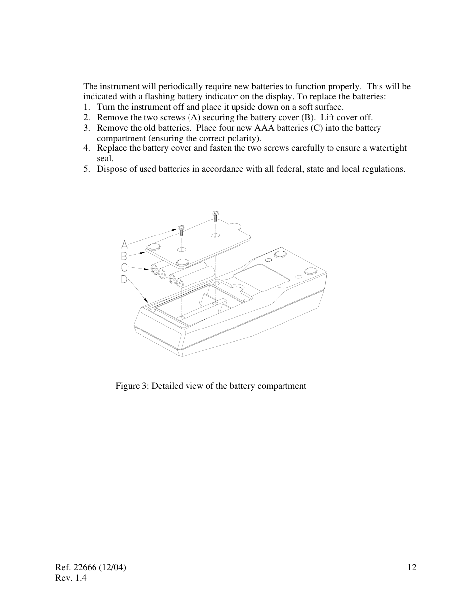 Battery replacement | HF scientific MicroTPI Field Portable Turbidimeter (Old) User Manual | Page 16 / 19