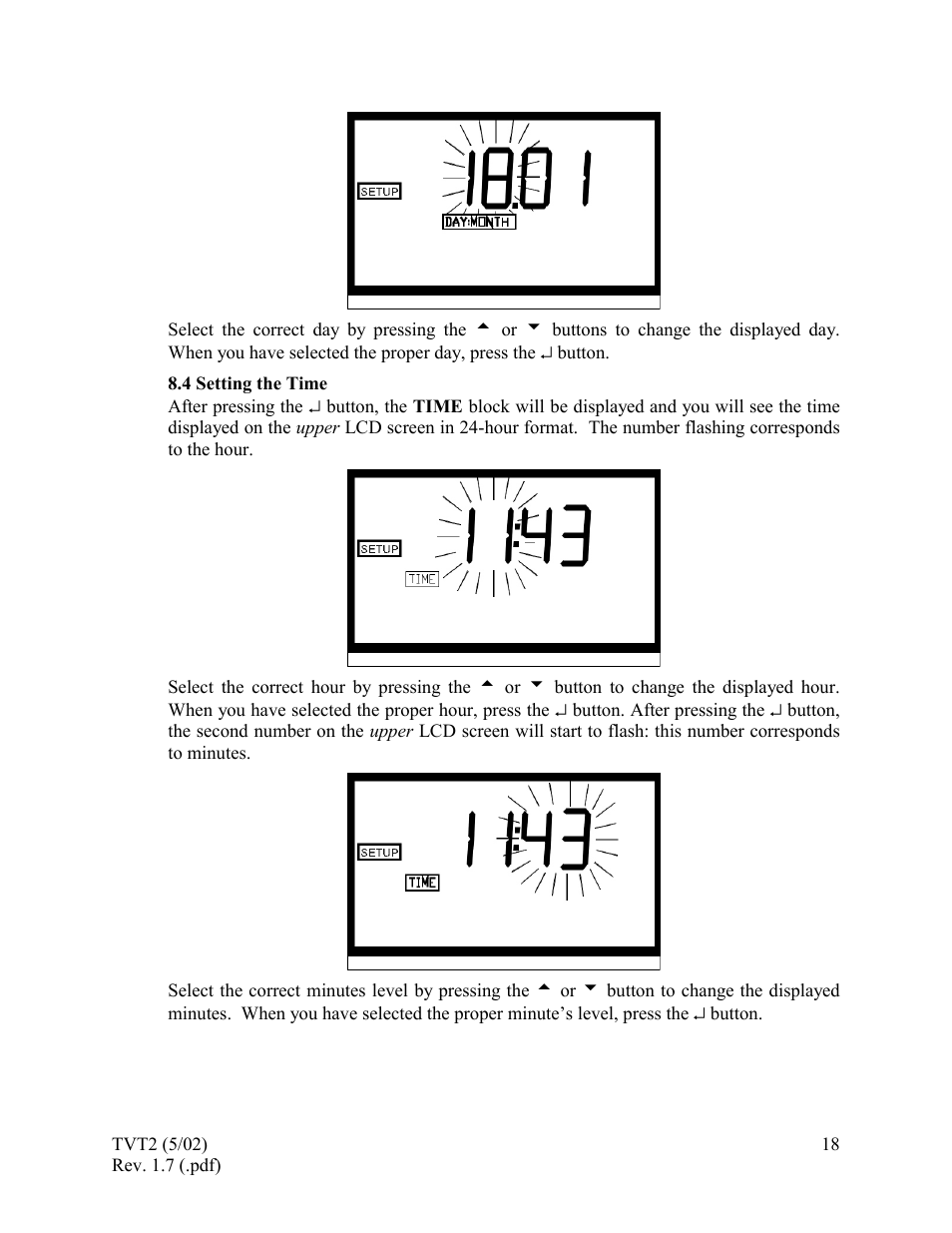 Setting the time, 4 setting the time | HF scientific 19944 Triple Validation Turbidimeter - 0-100 NTU User Manual | Page 23 / 35