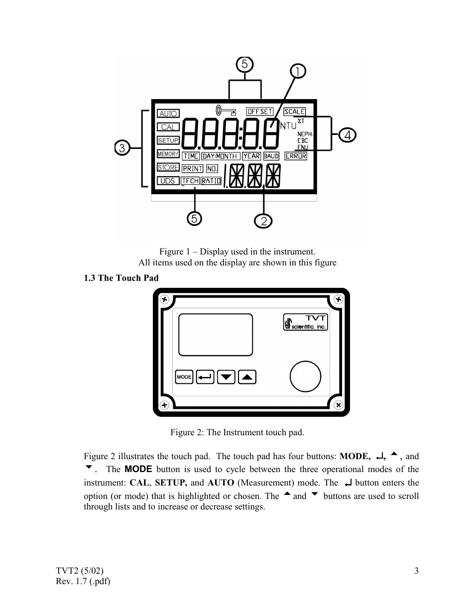 The touch pad, 3 the touch pad | HF scientific 19944 Triple Validation Turbidimeter - 0-100 NTU User Manual | Page 8 / 35