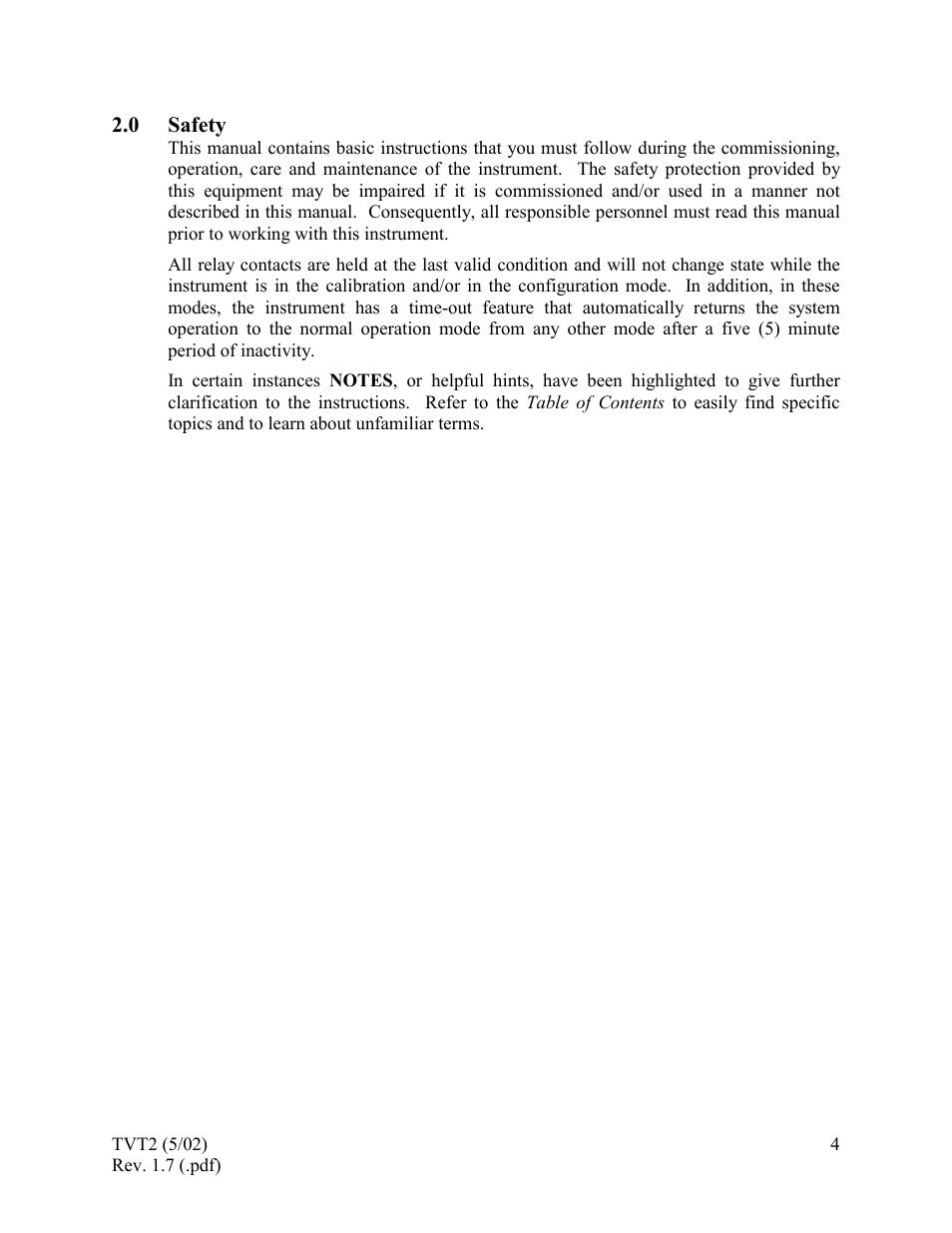 Safety, 0 safety | HF scientific 19944 Triple Validation Turbidimeter - 0-100 NTU User Manual | Page 9 / 35