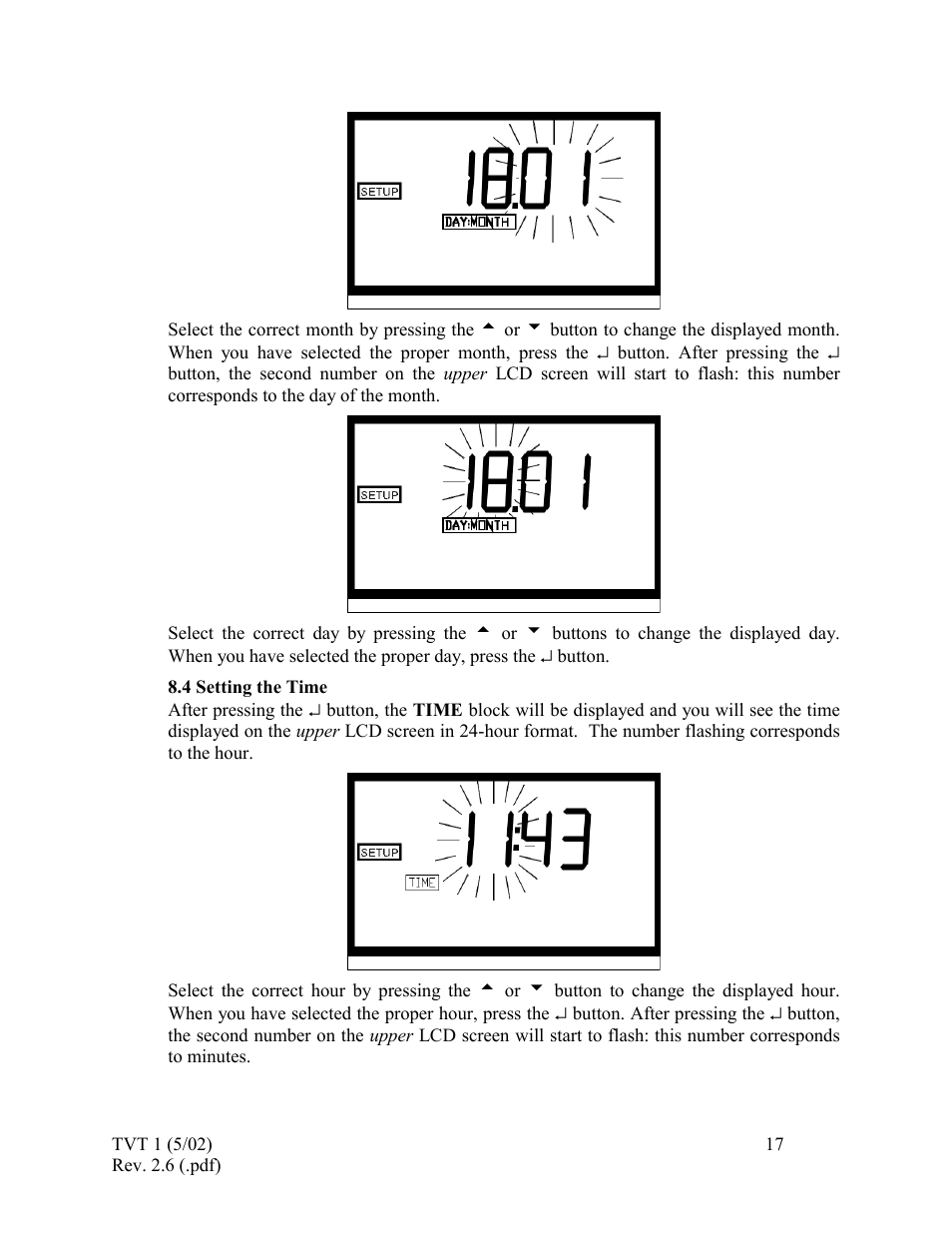 Setting the time | HF scientific 19998 Triple Validation Turbidimeter - 0-100 NTU User Manual | Page 23 / 33