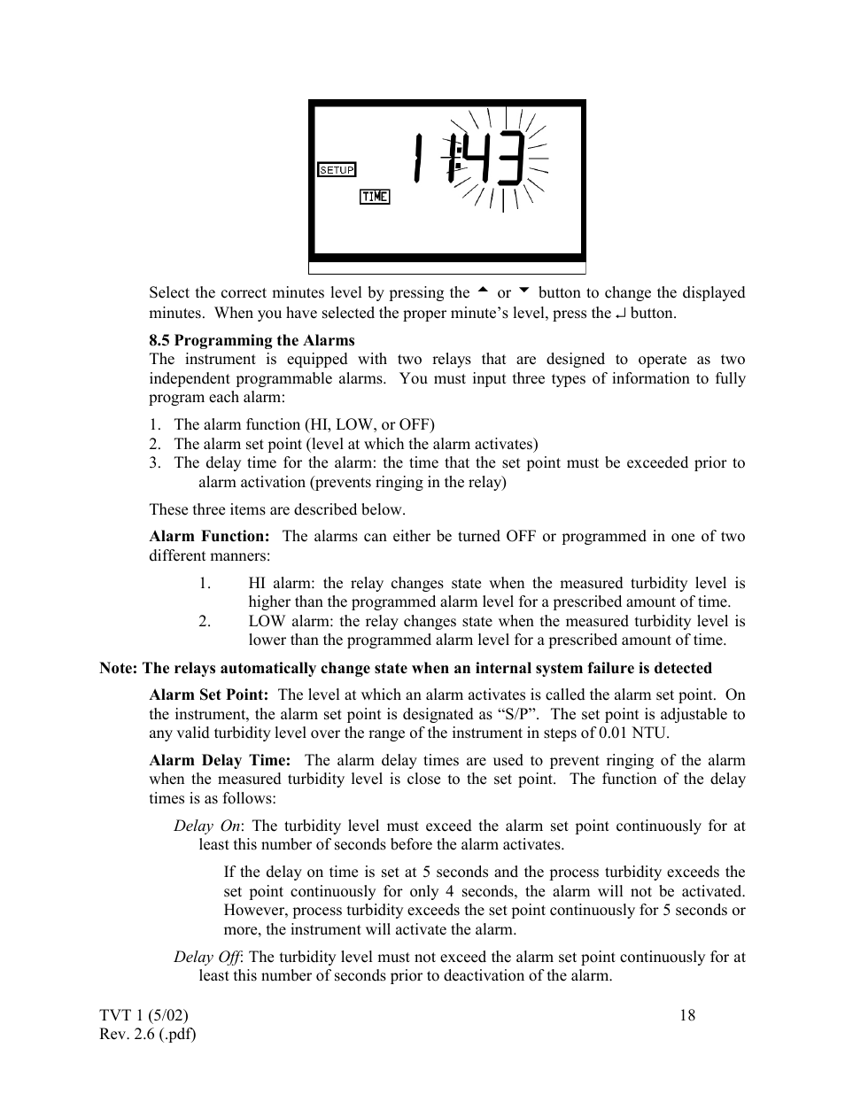 Programming the alarms | HF scientific 19998 Triple Validation Turbidimeter - 0-100 NTU User Manual | Page 24 / 33