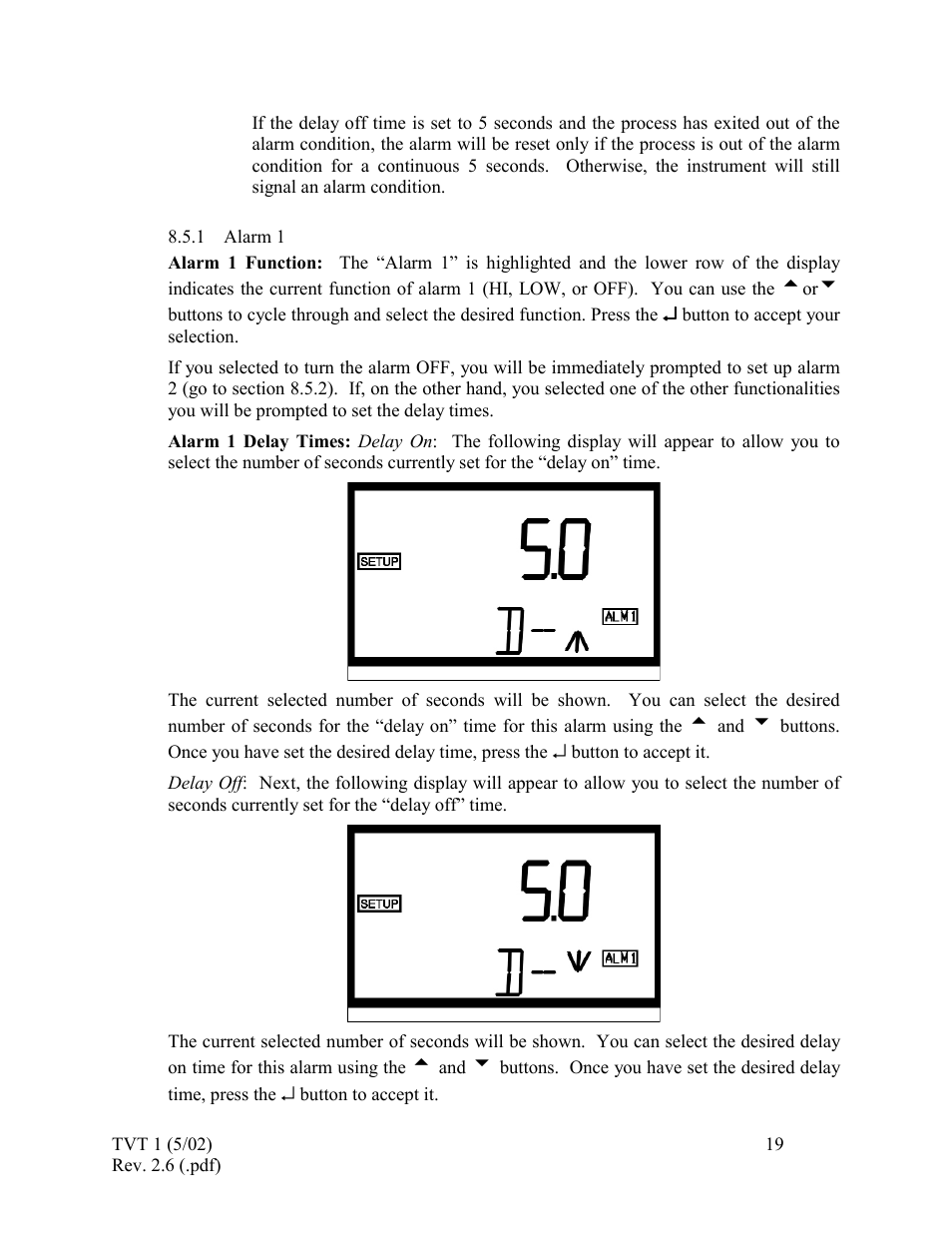 Alarm 1, 1 alarm | HF scientific 19998 Triple Validation Turbidimeter - 0-100 NTU User Manual | Page 25 / 33