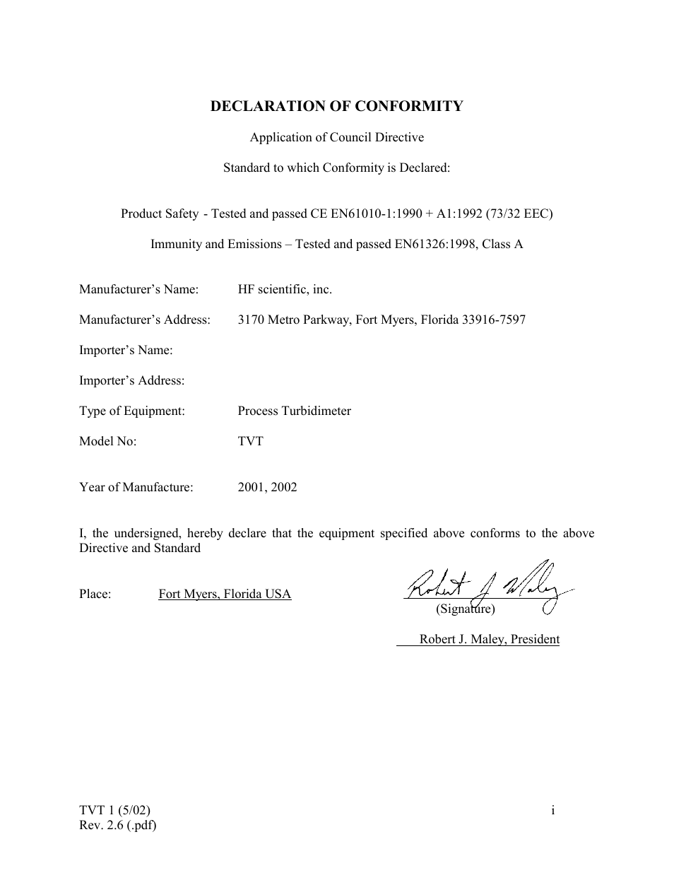 HF scientific 19998 Triple Validation Turbidimeter - 0-100 NTU User Manual | Page 3 / 33