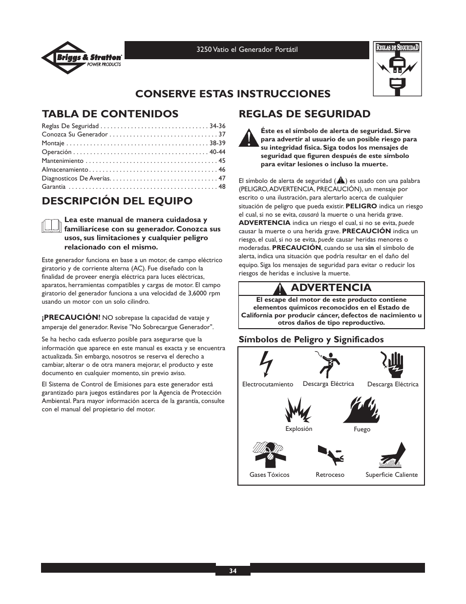 Briggs & Stratton 1653 User Manual | Page 34 / 48