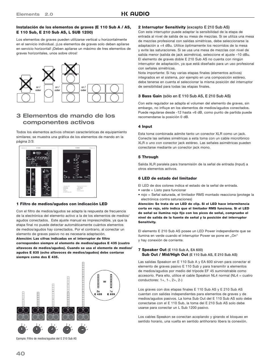 3 elementos de mando de los componentes activos | HK Audio Top Add-on User Manual | Page 40 / 48