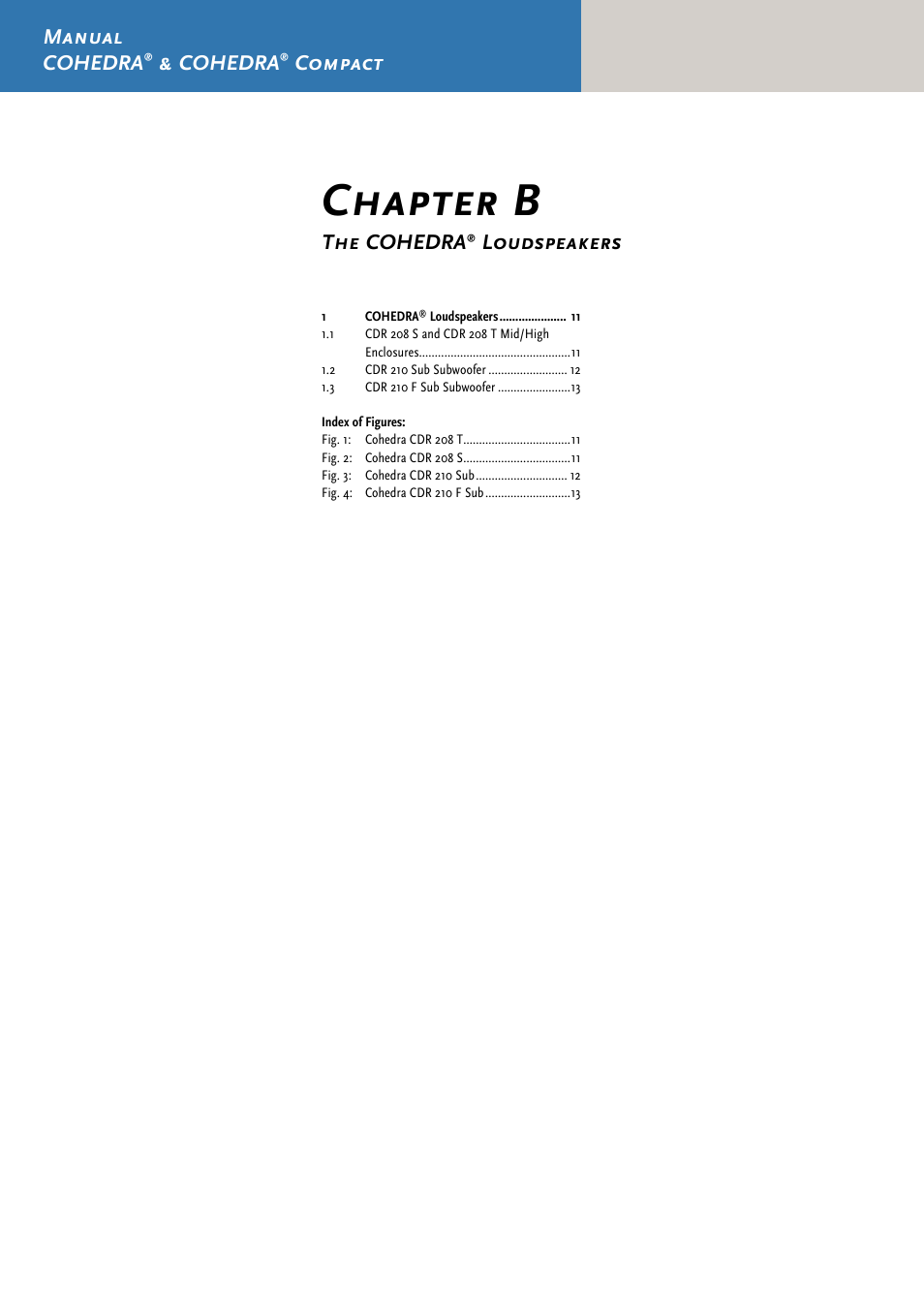 Chapter b, Manual cohedra, Cohedra | Compact, The cohedra, Loudspeakers | HK Audio CDR 210 F User Manual | Page 10 / 105