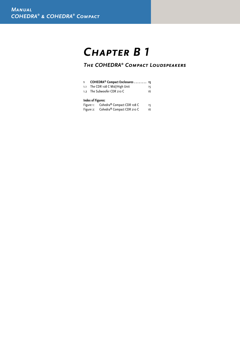 Chapter b 1, Manual cohedra, Cohedra | Compact, The cohedra, Compact loudspeakers | HK Audio CDR 210 F User Manual | Page 14 / 105