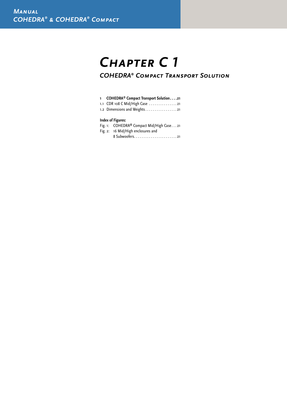 Chapter c 1, Manual cohedra, Cohedra | Compact, Compact transport solution | HK Audio CDR 210 F User Manual | Page 20 / 105