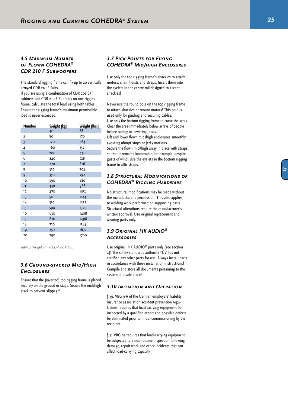 Rigging and curving cohedra, System | HK Audio CDR 210 F User Manual | Page 25 / 105