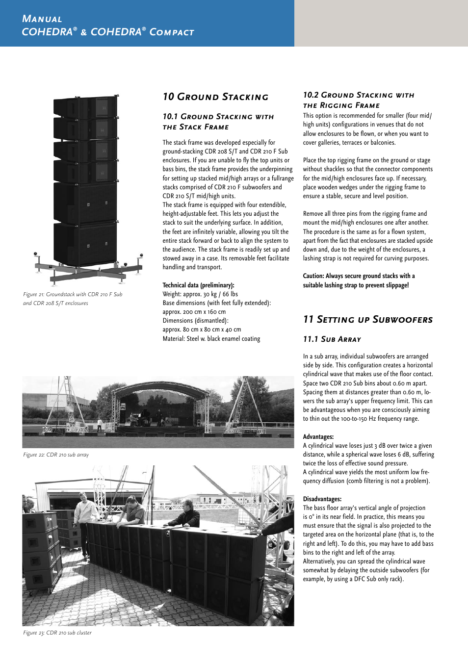 Manual cohedra, Cohedra, Compact | 10 ground stacking, 11 setting up subwoofers | HK Audio CDR 210 F User Manual | Page 32 / 105