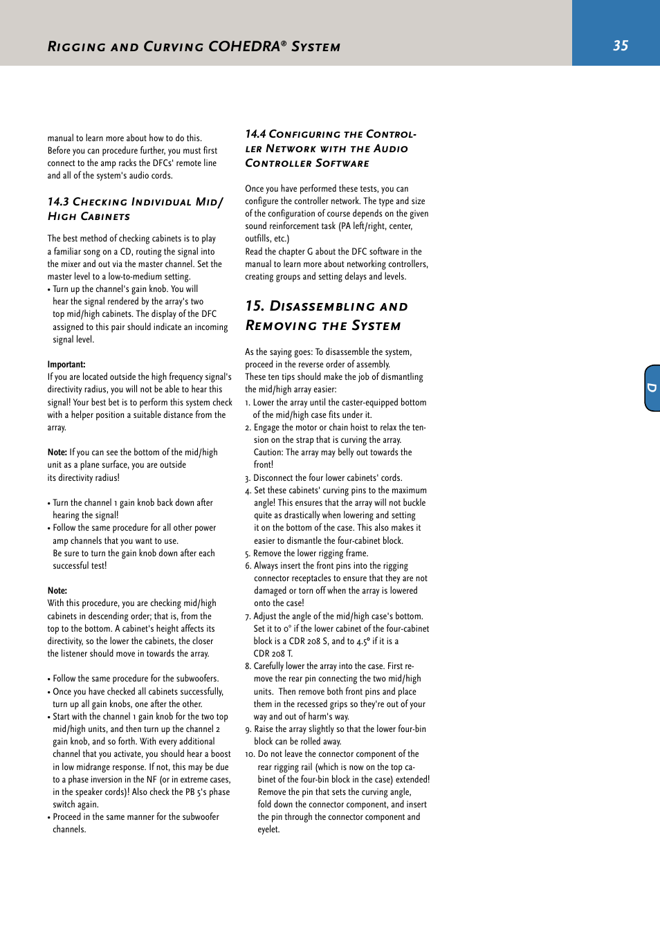 Disassembling and removing the system, Rigging and curving cohedra, System | HK Audio CDR 210 F User Manual | Page 35 / 105