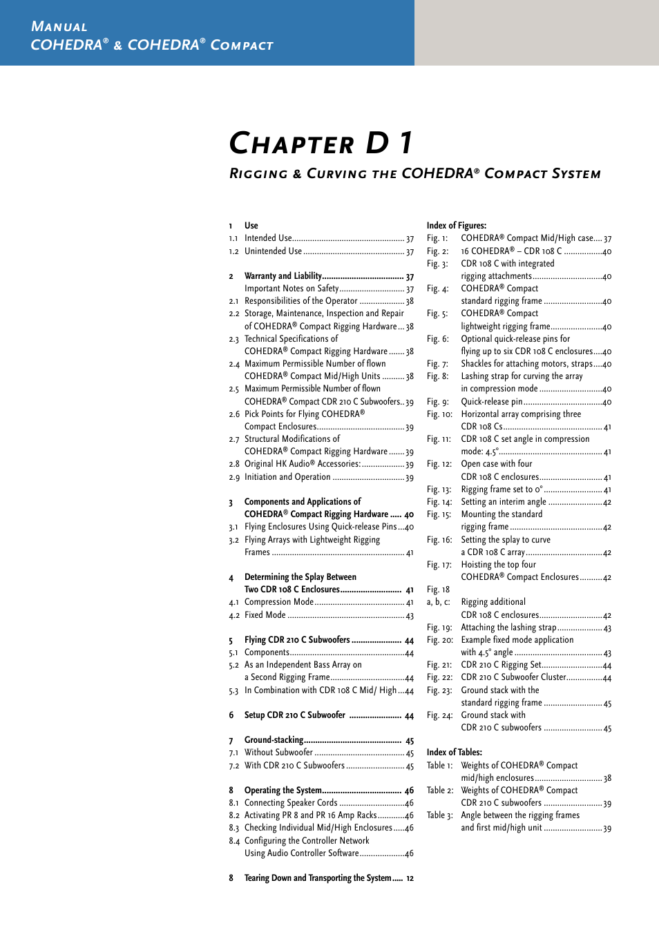 Chapter d 1, Manual cohedra, Cohedra | Compact, Rigging & curving the cohedra, Compact system | HK Audio CDR 210 F User Manual | Page 36 / 105