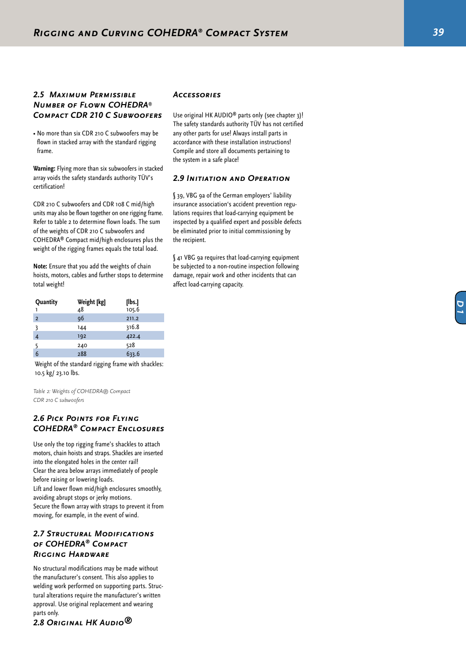 Rigging and curving cohedra, Compact system | HK Audio CDR 210 F User Manual | Page 39 / 105